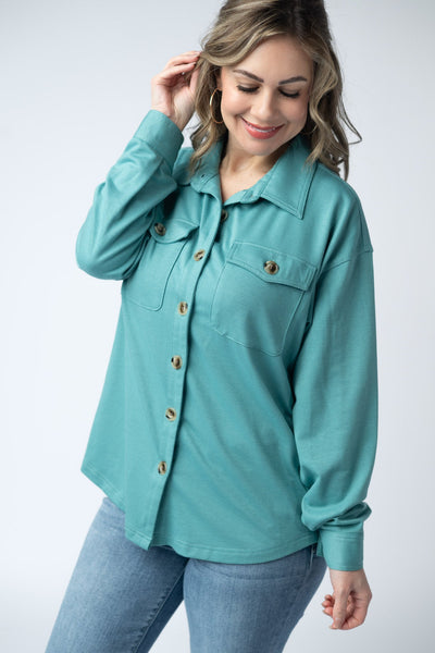 IN STOCK Brenna Button Down Top - Teal FINAL SALE