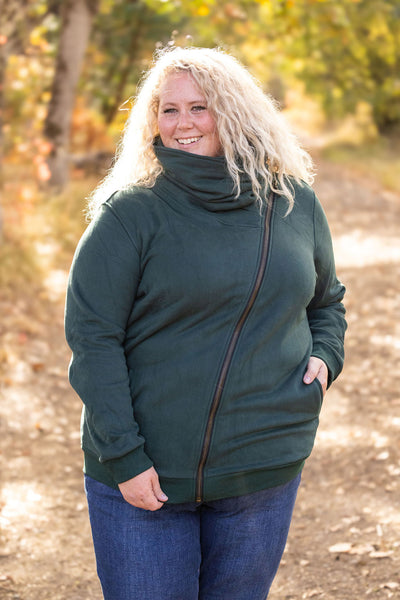 IN STOCK Quinn ZipUp Cowl - Evergreen FINAL SALE