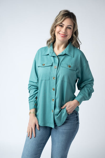 IN STOCK Brenna Button Down Top - Teal FINAL SALE