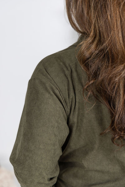 IN STOCK Lightweight Corduroy Button Down - Olive FINAL SALE