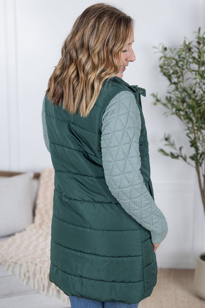 IN STOCK Harlow Long Vest - Hunter Green FINAL SALE