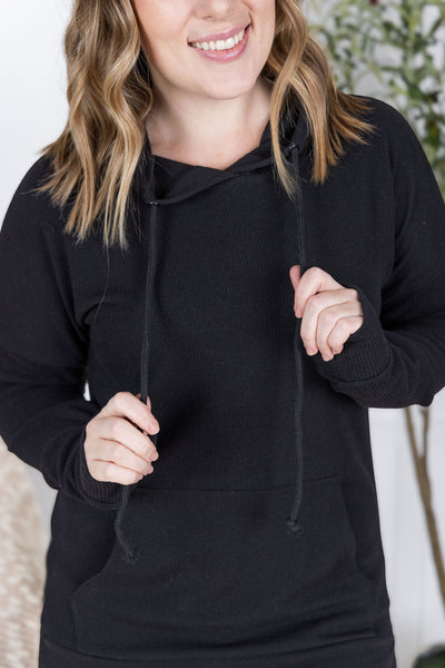 IN STOCK Kacey Ribbed Hoodie - Black FINAL SALE