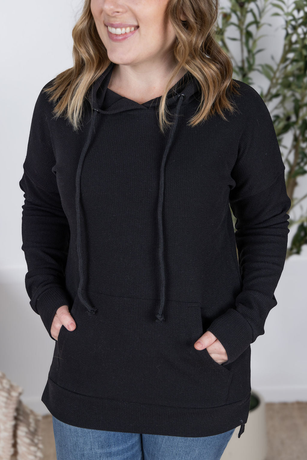 IN STOCK Kacey Ribbed Hoodie - Black FINAL SALE