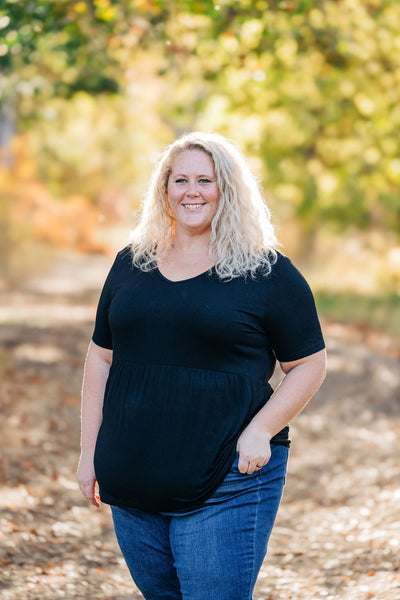 IN STOCK Sarah Ruffle Short Sleeve - Black