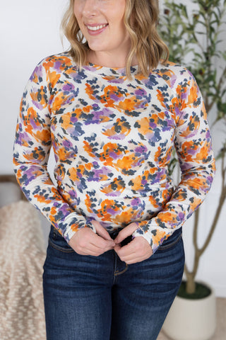 IN STOCK Blair Long Sleeve Top - Autumn Purple Abstract FINAL SALE