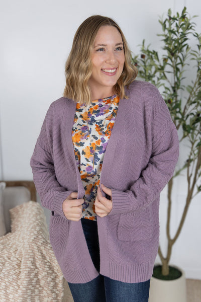 IN STOCK Billie Open Knit Cardigan - Dusty Purple FINAL SALE