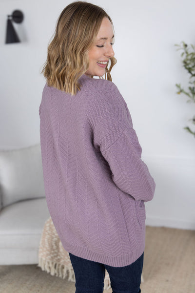 IN STOCK Billie Open Knit Cardigan - Dusty Purple FINAL SALE