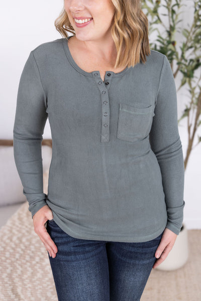 IN STOCK Georgia Long Sleeve Top - Dusty Jade