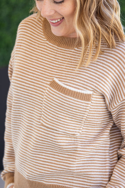 IN STOCK Miley Striped Sweater - Latte FINAL SALE