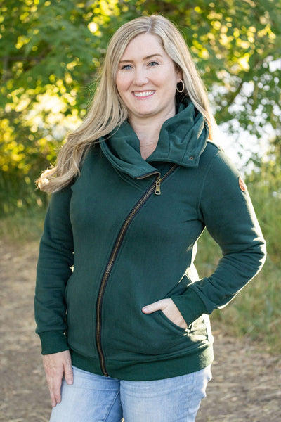 IN STOCK Quinn ZipUp Cowl - Evergreen FINAL SALE