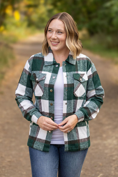 IN STOCK Norah Plaid Shacket - Evergreen and White FINAL SALE