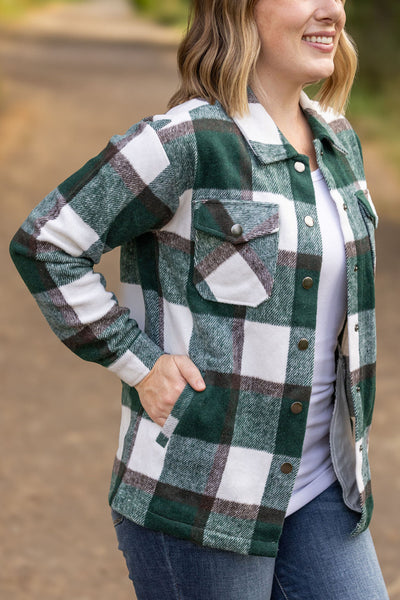 IN STOCK Norah Plaid Shacket - Evergreen and White FINAL SALE