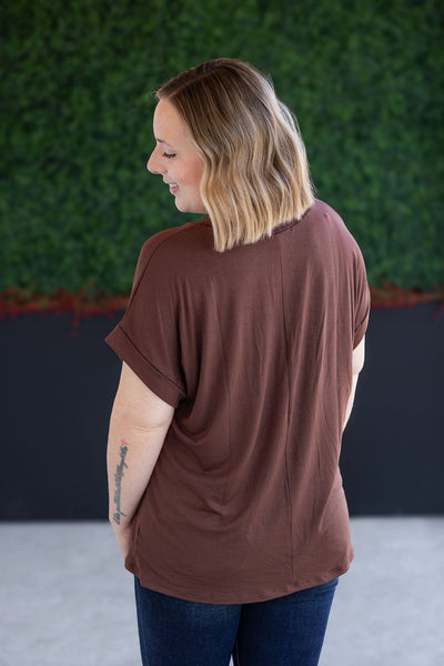 IN STOCK Sierra Pocket Top - Brown FINAL SALE