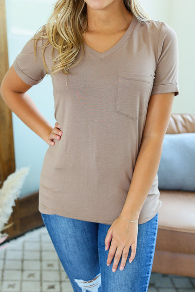 Sophie Pocket Tee - Mocha