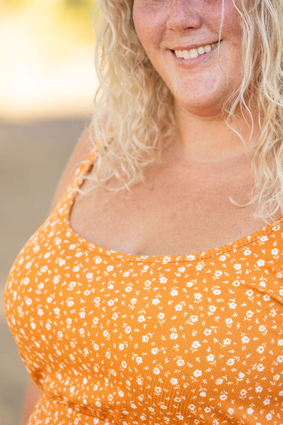 IN STOCK Reagan Ribbed Midi Dress - Pumpkin Floral FINAL SALE