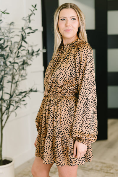 A Cheeky Little Time Tiered Dress in Pecan Brown