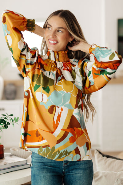All Together Now Mock Neck Blouse