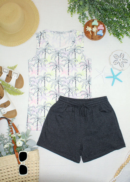 IN STOCK Candice Crinkle Shorts - Charcoal