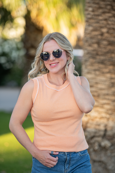 IN STOCK Morgan Micro Striped Tank - Orange