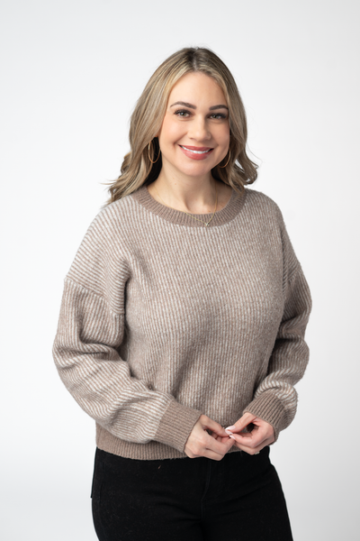 IN STOCK Josie Cozy Crew Sweater - Mocha FINAL SALE
