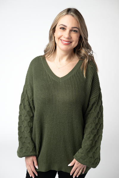 IN STOCK Talina Textured Sweater - Olive FINAL SALE