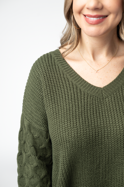 IN STOCK Talina Textured Sweater - Olive FINAL SALE
