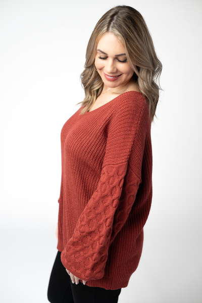 IN STOCK Talina Textured Sweater - Brick FINAL SALE