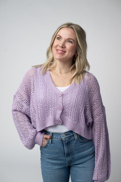IN STOCK Callie Cropped Cardigan - Lavender FINAL SALE