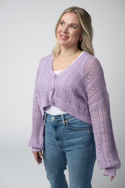 IN STOCK Callie Cropped Cardigan - Lavender FINAL SALE