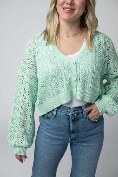 IN STOCK Callie Cropped Cardigan - Mint FINAL SALE