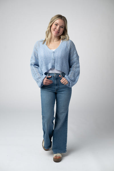 IN STOCK Callie Cropped Cardigan - Sky Blue FINAL SALE