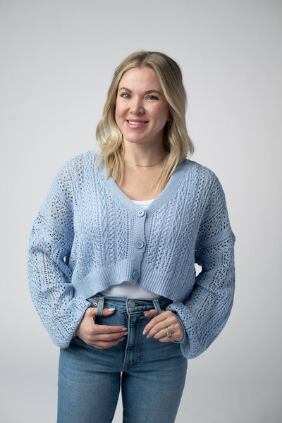 IN STOCK Callie Cropped Cardigan - Sky Blue FINAL SALE
