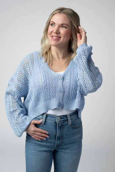 IN STOCK Callie Cropped Cardigan - Sky Blue FINAL SALE