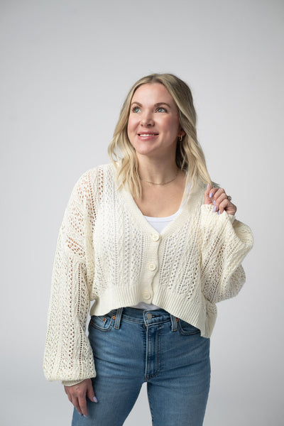 IN STOCK Callie Cropped Cardigan - Ivory FINAL SALE