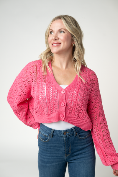 IN STOCK Callie Cropped Cardigan - Pink FINAL SALE