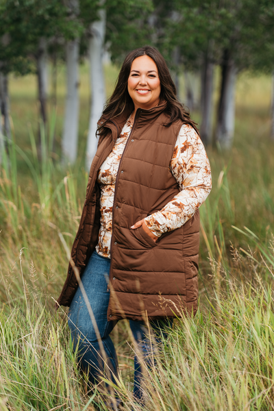 IN STOCK Harlow Long Vest - Brown