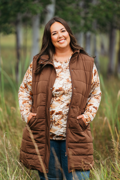 IN STOCK Harlow Long Vest - Brown