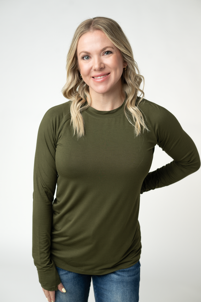 IN STOCK Blair Long Sleeve Top - Dark Olive