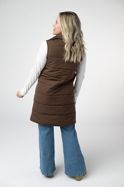 IN STOCK Harlow Long Vest - Brown