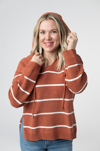 IN STOCK Maddie Striped Hoodie - Pumpkin Spice FINAL SALE