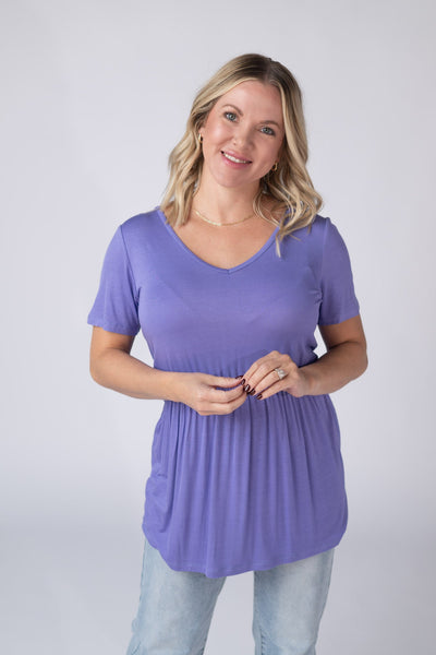 IN STOCK Sarah Ruffle Short Sleeve - Periwinkle Purple FINAL SALE