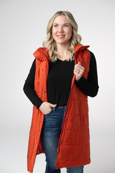 IN STOCK Harlow Long Vest - Pumpkin