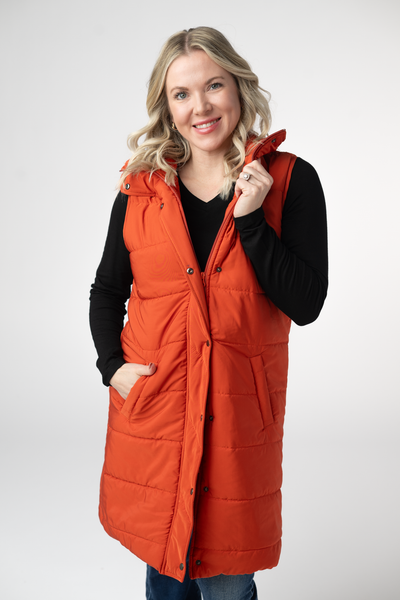 IN STOCK Harlow Long Vest - Pumpkin