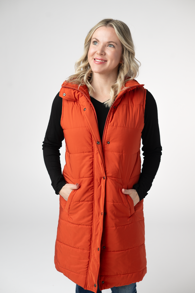 IN STOCK Harlow Long Vest - Pumpkin