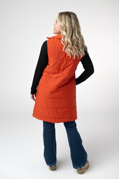 IN STOCK Harlow Long Vest - Pumpkin