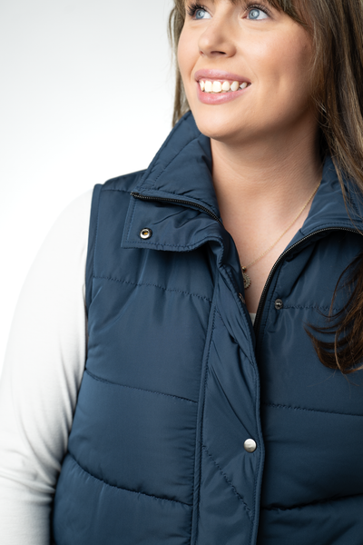 IN STOCK Harlow Long Vest - Navy