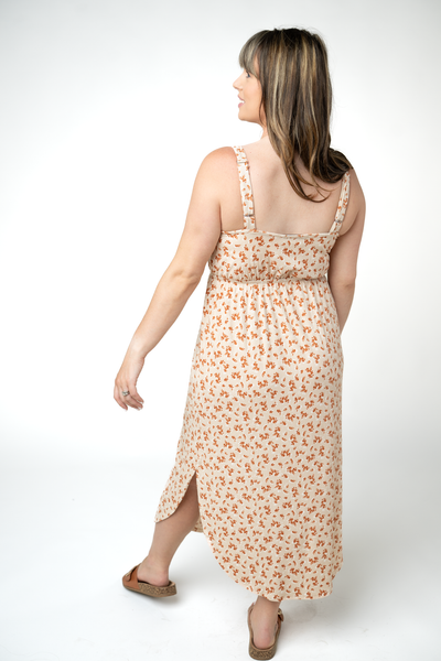 IN STOCK Reagan Ribbed Midi Dress - Sand and Rust Floral FINAL SALE