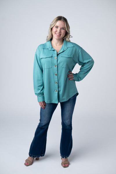 IN STOCK Brenna Button Down Top - Teal FINAL SALE