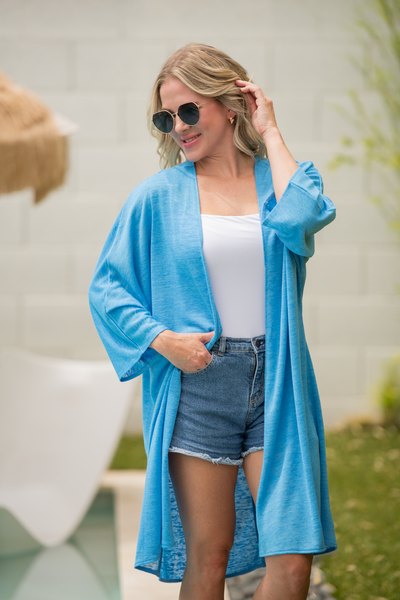 IN STOCK Ellie Cover-Up Kimono - Light Blue