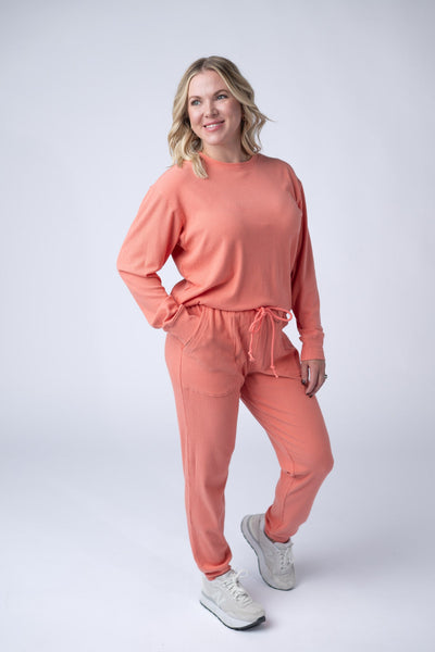 IN STOCK Corrine Ribbed Pullover Top - Coral FINAL SALE